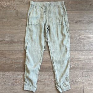 C&C California Army Sage Green Linen Jogger Drawstring Pants Cargo Style Pockets